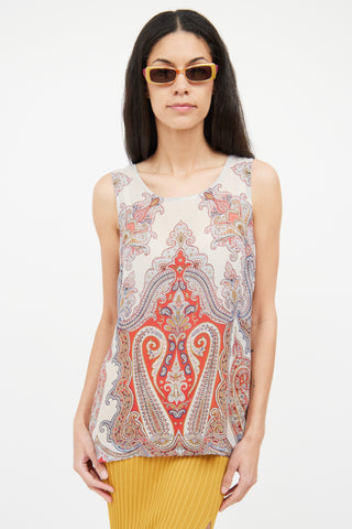 Etro Grey Multi Colour Paisley Print Top