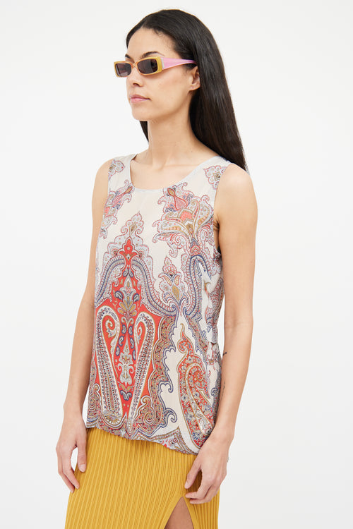 Etro Grey Multi Colour Paisley Print Top