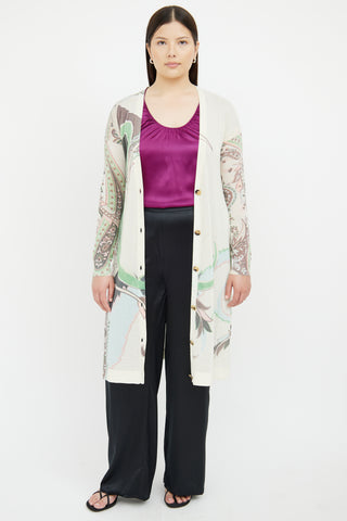 Etro Cream 
Multi Paisley Button Cardigan