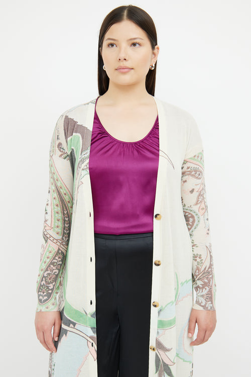 Etro Cream 
Multi Paisley Button Cardigan