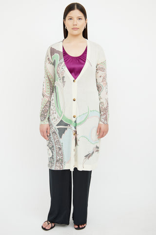 Etro Cream 
Multi Paisley Button Cardigan