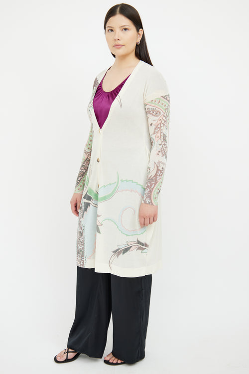 Etro Cream 
Multi Paisley Button Cardigan