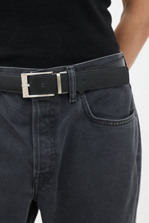 Etro Black 
Blue Paisley Reversible Belt