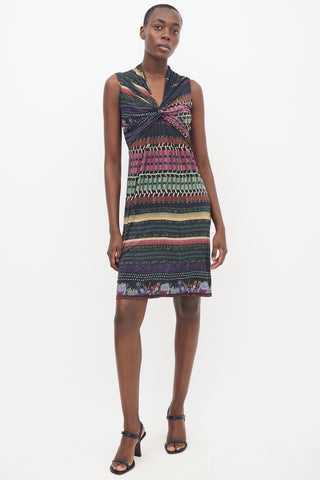 Etro Black 
Multi Printed Sleeveless Dress