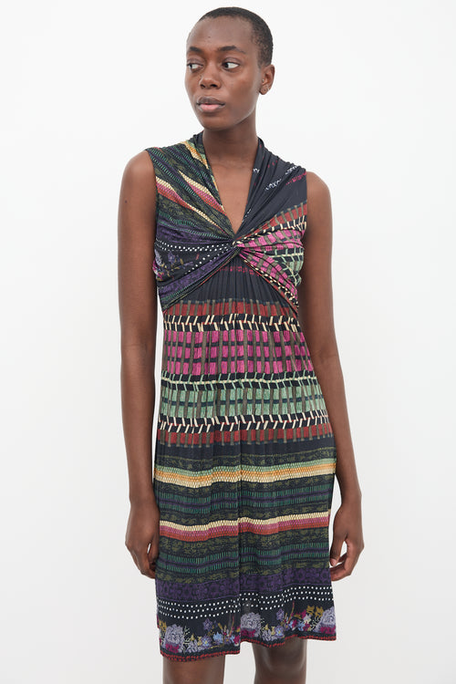 Etro Black 
Multi Printed Sleeveless Dress