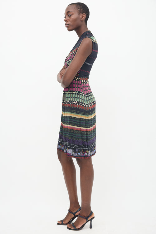 Etro Black 
Multi Printed Sleeveless Dress