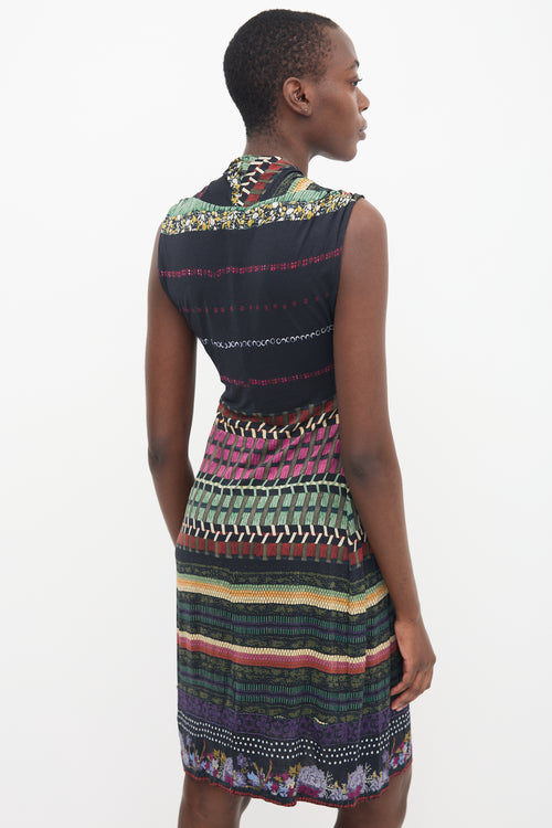 Etro Black 
Multi Printed Sleeveless Dress