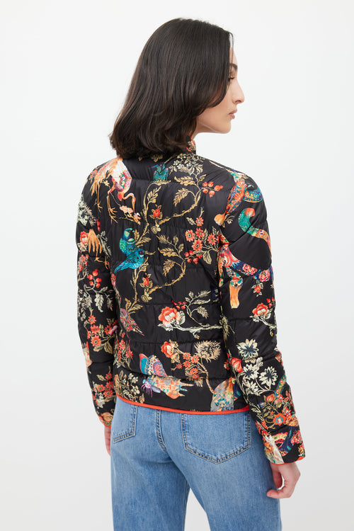 Etro Black 
Multicolour Floral Down Jacket