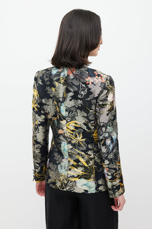 Etro Black 
Multicolour Floral Jacquard Blazer