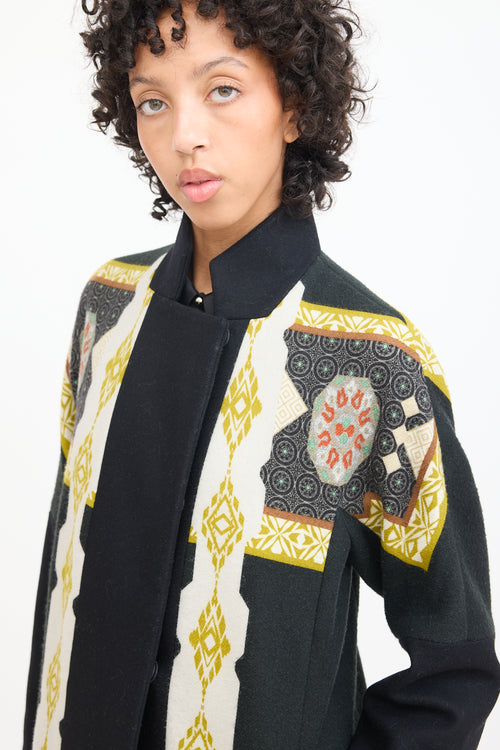 Etro Black 
Multicolour Patterned Coat