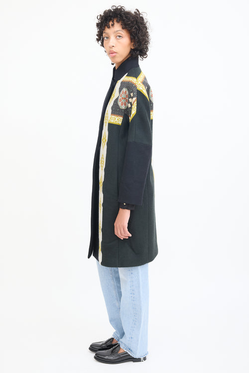 Etro Black 
Multicolour Patterned Coat