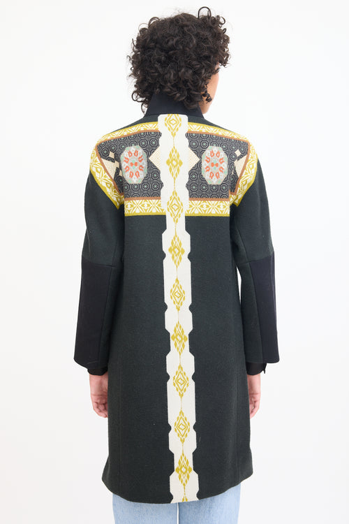 Etro Black 
Multicolour Patterned Coat