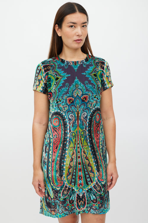 Etro Black 
Multicolour Velour Paisley Dress