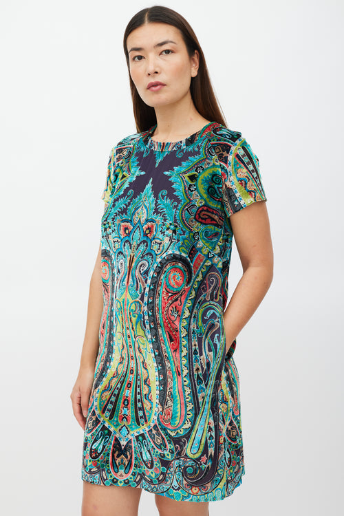 Etro Black 
Multicolour Velour Paisley Dress