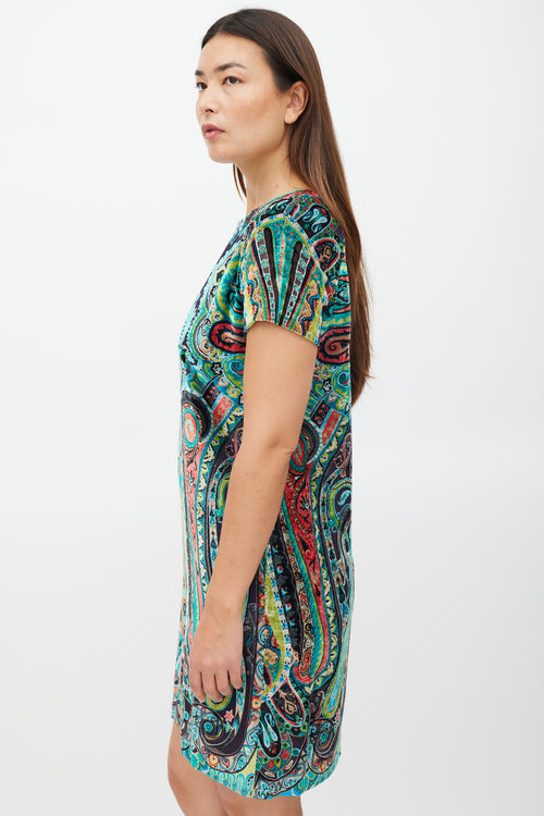 Etro Black 
Multicolour Velour Paisley Dress