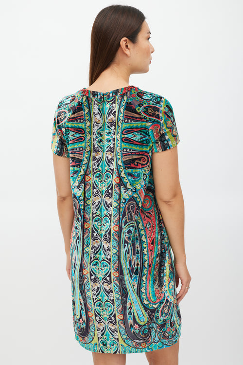 Etro Black 
Multicolour Velour Paisley Dress