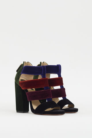 Etro Black 
Muticolour Velvet Caged Heel