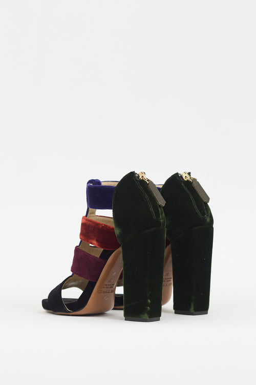 Etro Black 
Muticolour Velvet Caged Heel