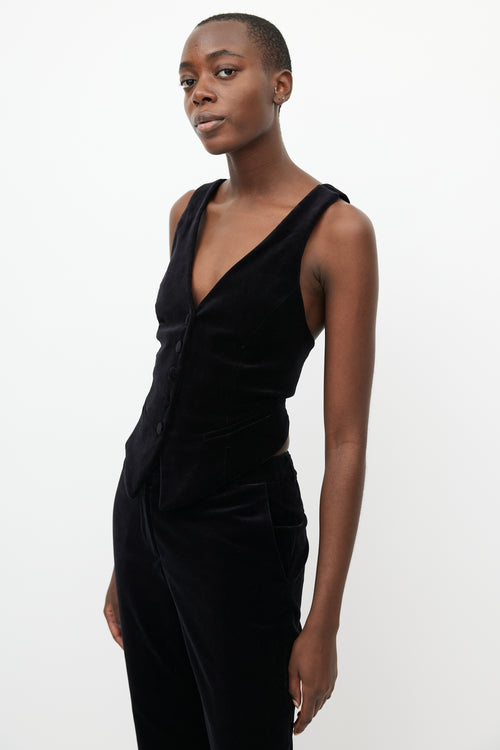 Etro Black Velvet Vest 
Pant Suit