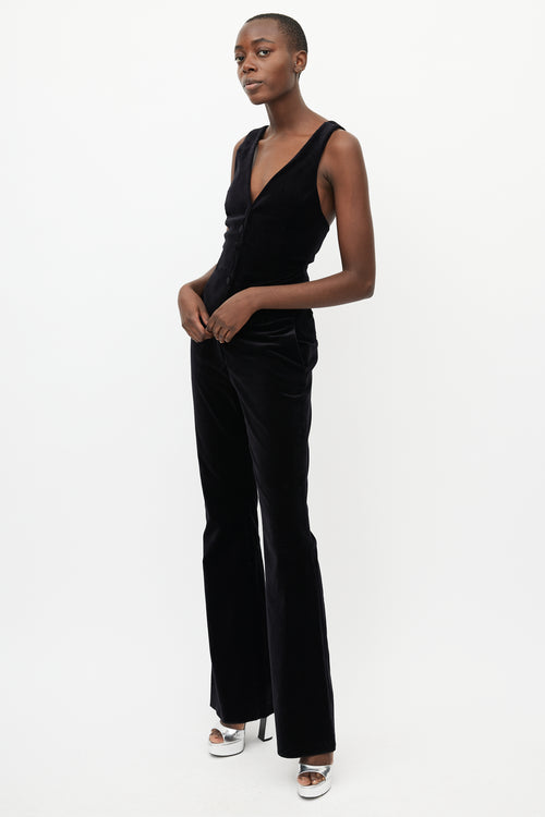 Etro Black Velvet Vest 
Pant Suit