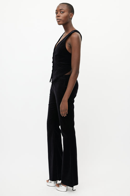 Etro Black Velvet Vest 
Pant Suit