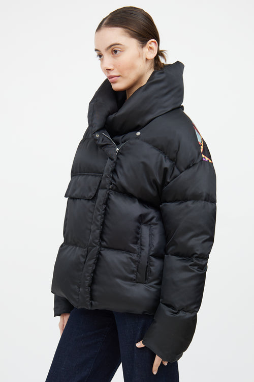 Etro Black 
Multi Down Graphic Puffer Jacket