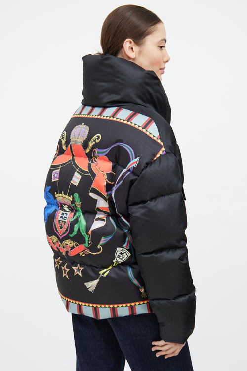 Etro Black 
Multi Down Graphic Puffer Jacket