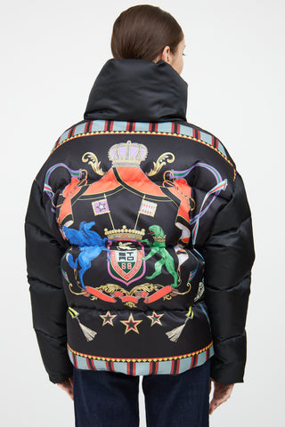 Etro Black 
Multi Down Graphic Puffer Jacket