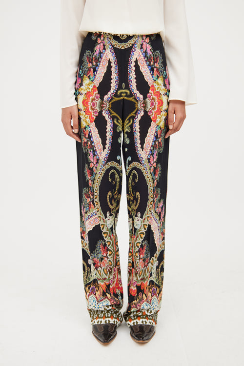 Etro Black 
Multicolour Paisley Pant