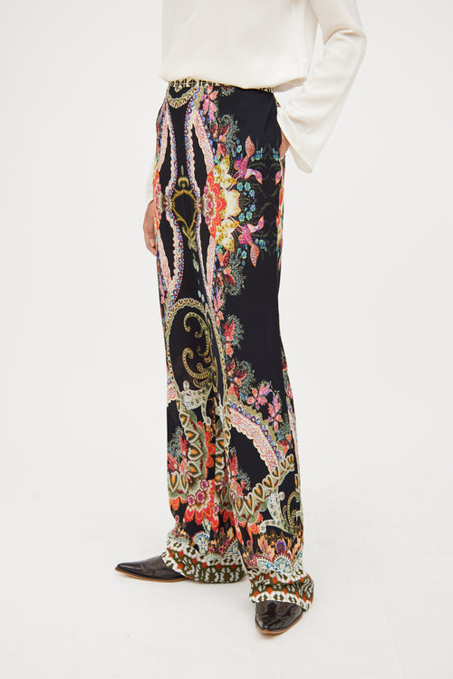 Etro Black 
Multicolour Paisley Pant