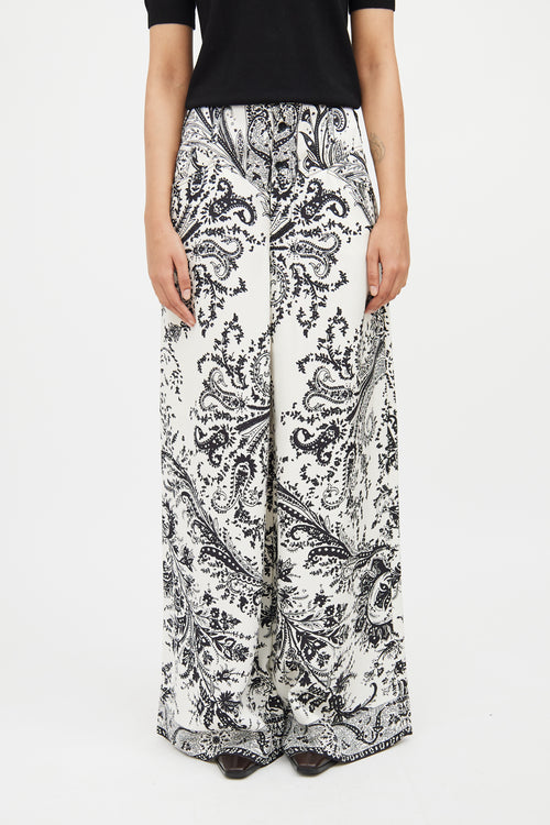 Etro White 
Black Paisley Pant