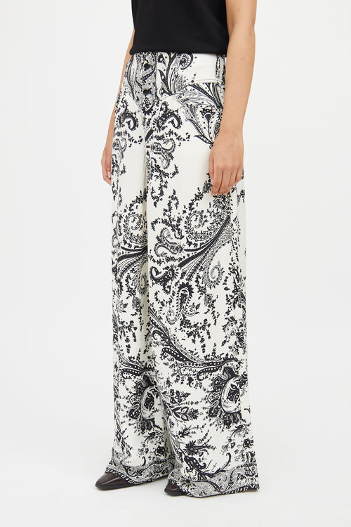 Etro White 
Black Paisley Pant