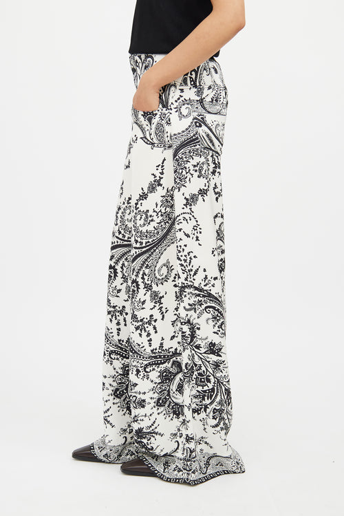 Etro White 
Black Paisley Pant