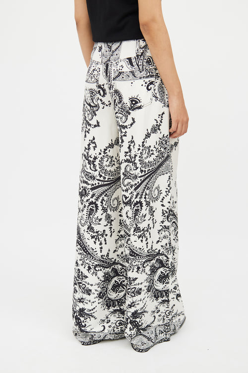 Etro White 
Black Paisley Pant