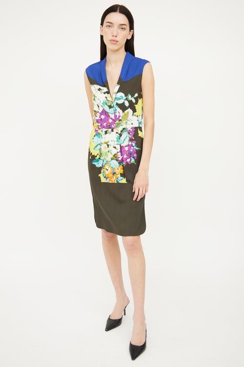 Etro Blue 
Multicolour Floral Sleeveless Dress