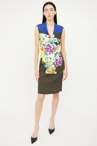 Etro Blue 
Multicolour Floral Sleeveless Dress