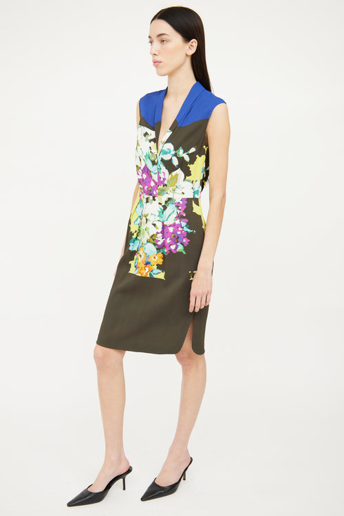 Etro Blue 
Multicolour Floral Sleeveless Dress