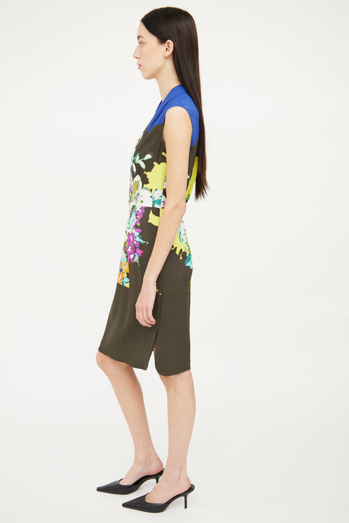 Etro Blue 
Multicolour Floral Sleeveless Dress