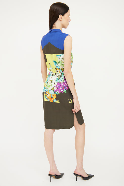 Etro Blue 
Multicolour Floral Sleeveless Dress