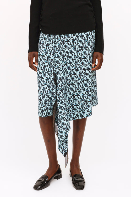 Etro Blue Floral Print Wrap Skirt