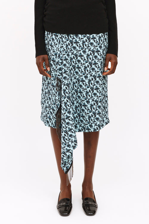 Etro Blue Floral Print Wrap Skirt