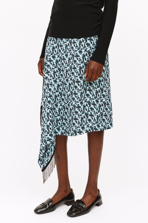 Etro Blue Floral Print Wrap Skirt