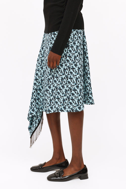 Etro Blue Floral Print Wrap Skirt