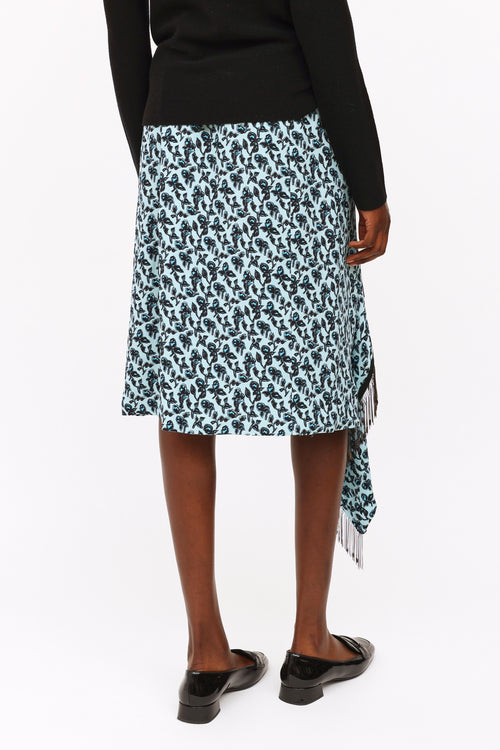 Etro Blue Floral Print Wrap Skirt