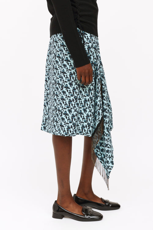 Etro Blue Floral Print Wrap Skirt