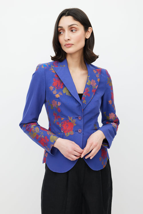 Etro Blue 
Multicolour Floral Jacquard Blazer