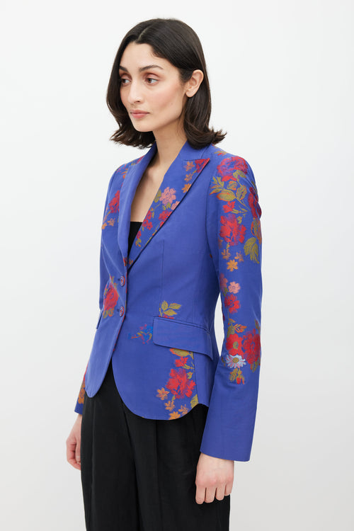 Etro Blue 
Multicolour Floral Jacquard Blazer