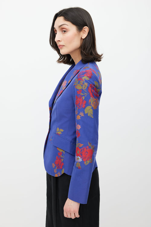 Etro Blue 
Multicolour Floral Jacquard Blazer