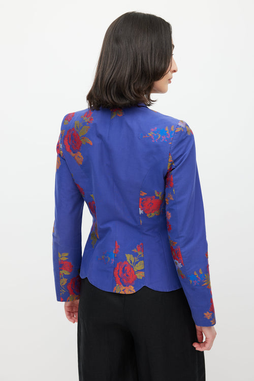 Etro Blue 
Multicolour Floral Jacquard Blazer