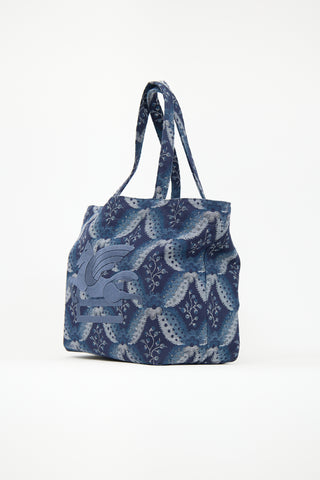 Etro Blue Floralia Printed Tote